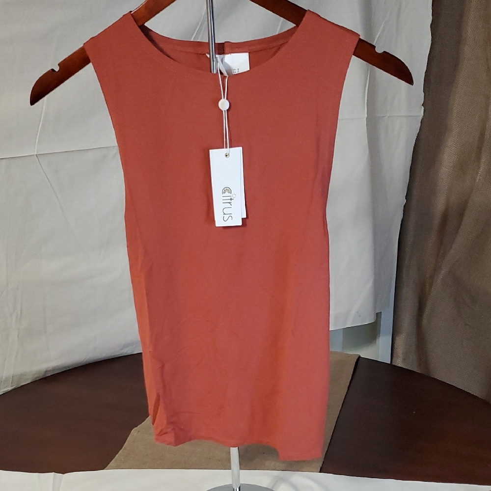 Citrus NWT Women's Sleeveless Tie-back Tank Top - Terracotta/Rust  Size Med